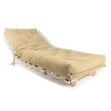 Sofa Cama Solteiro Futon Dobrável Bege Sarja Impermeável