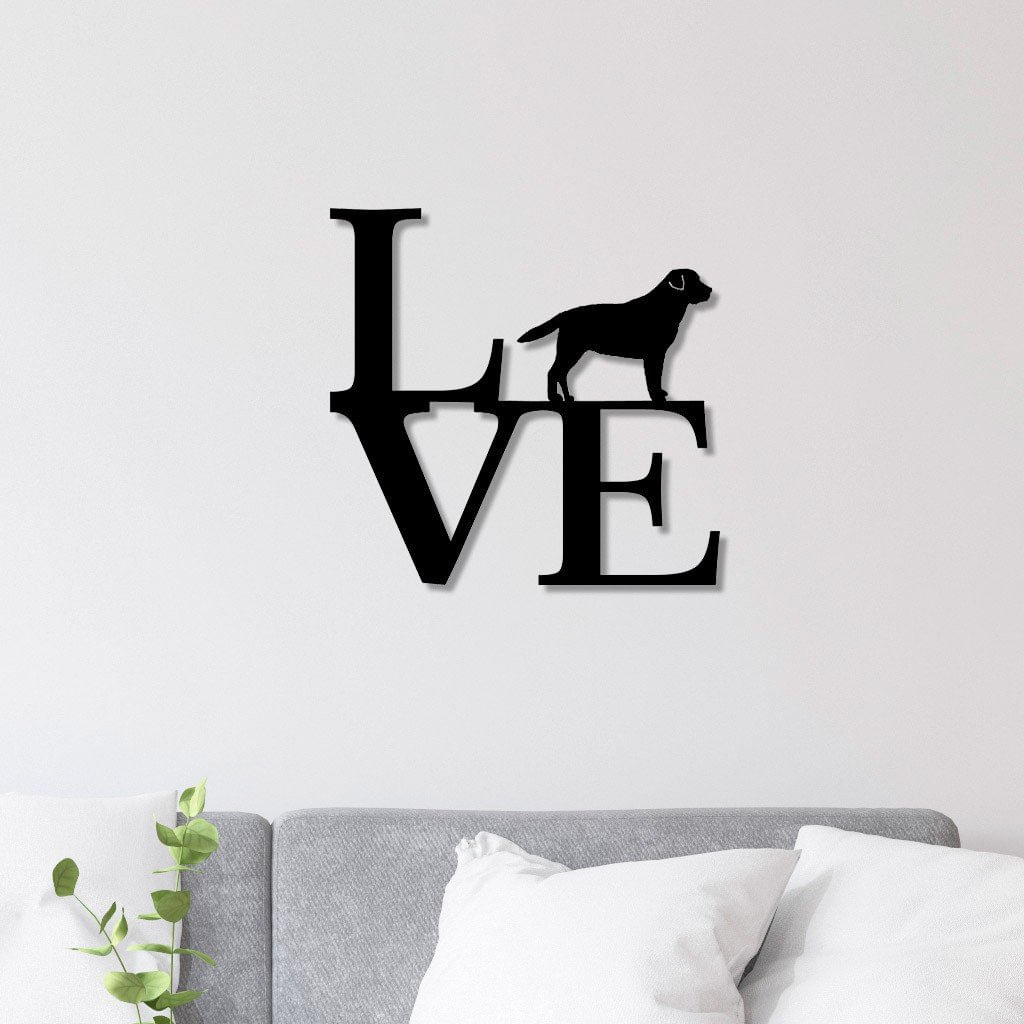 Escultura de Parede em MDF Love Labrador