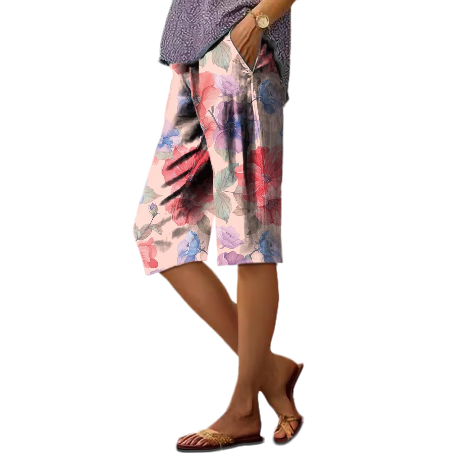 Calças Domirica Summer Floral Print Femininas De Algodão Xl
