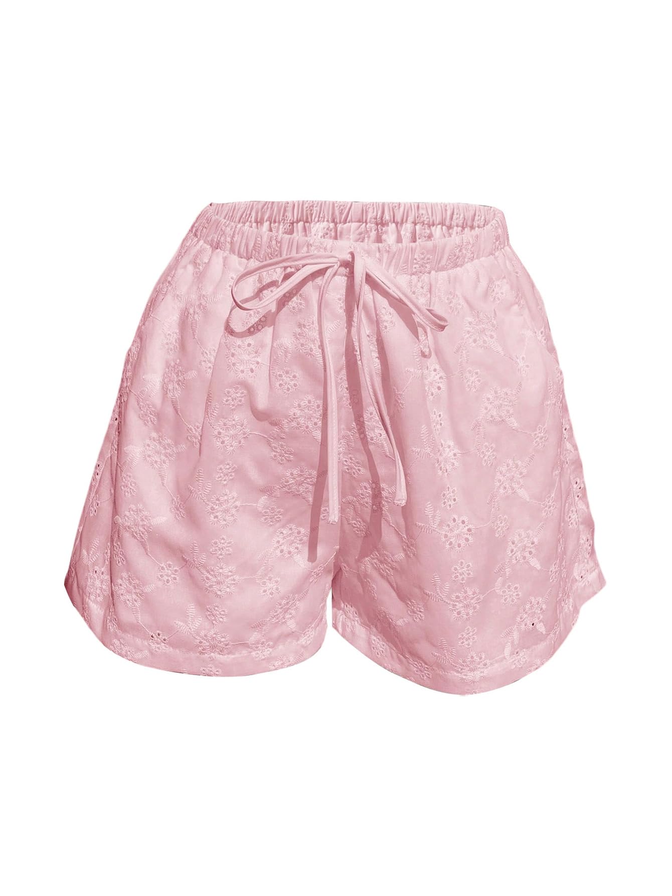 Shorts Floerns, Cintura Elástica Feminina, Linho De Dupla Camada