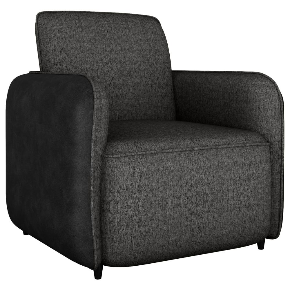 Poltrona Decorativa Zuquire 76 Cm Linho Vancouver Chumb Corino Preto Milani Store