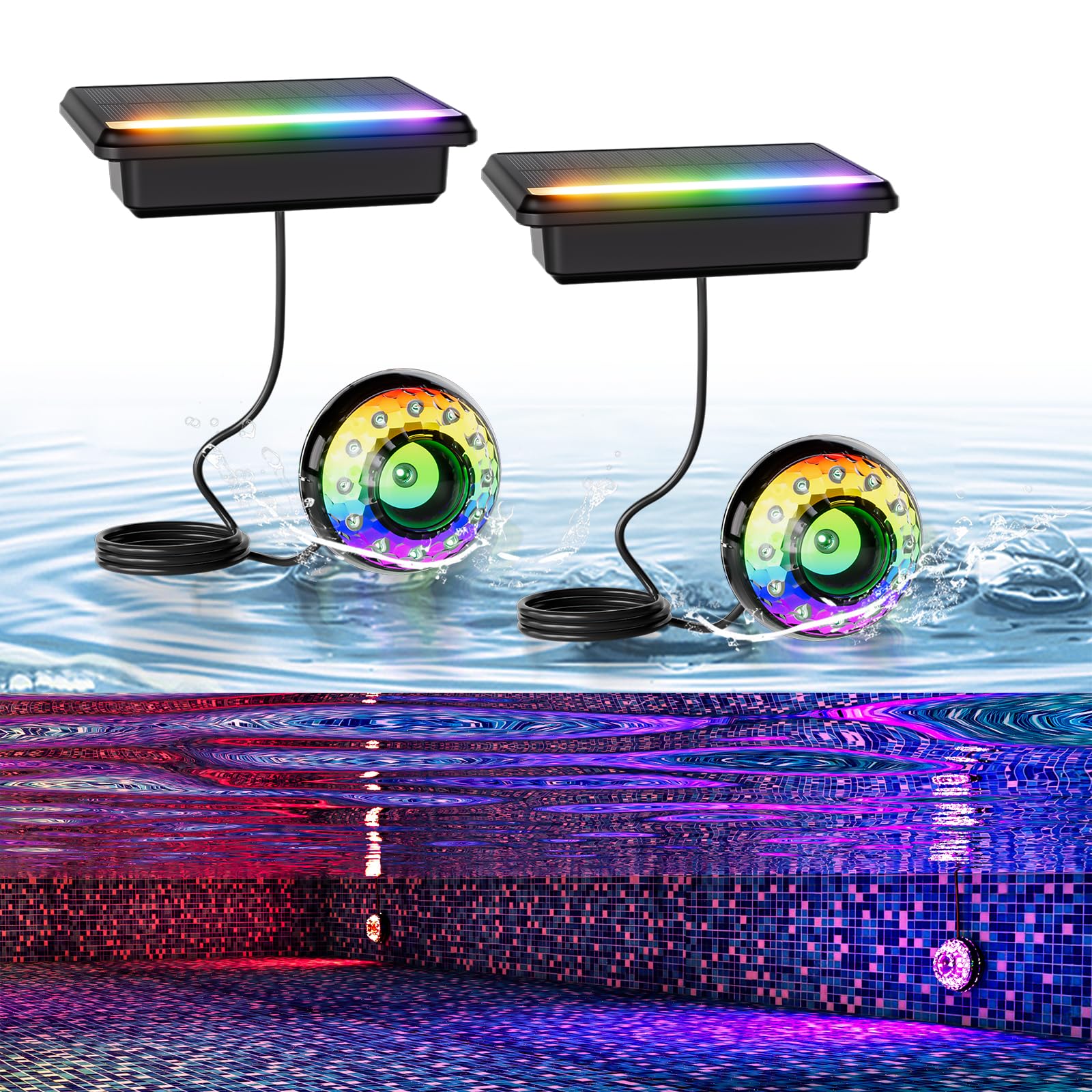 Luzes Solares De Piscina Bsgifts Led Submersíveis Ip68 À Prova D'água