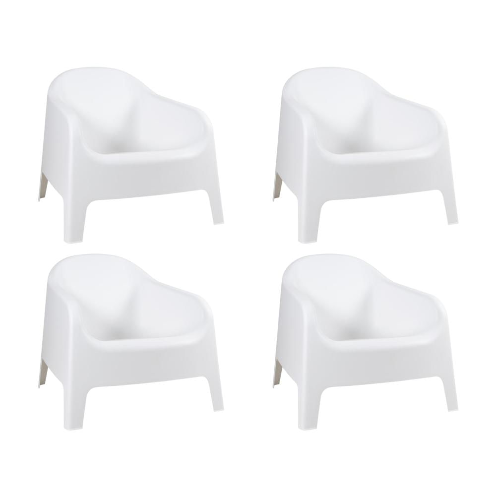 Kit 4 Cadeiras Poltrona Para Jardim Varanda Skarpo Branco