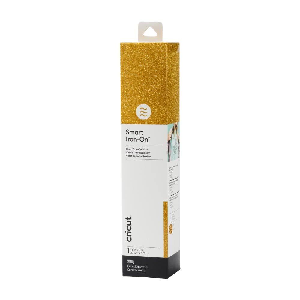 Ferro Sobre Vinil Cricut Smart Glitter Gold 13 Polegadas X 9 Pés