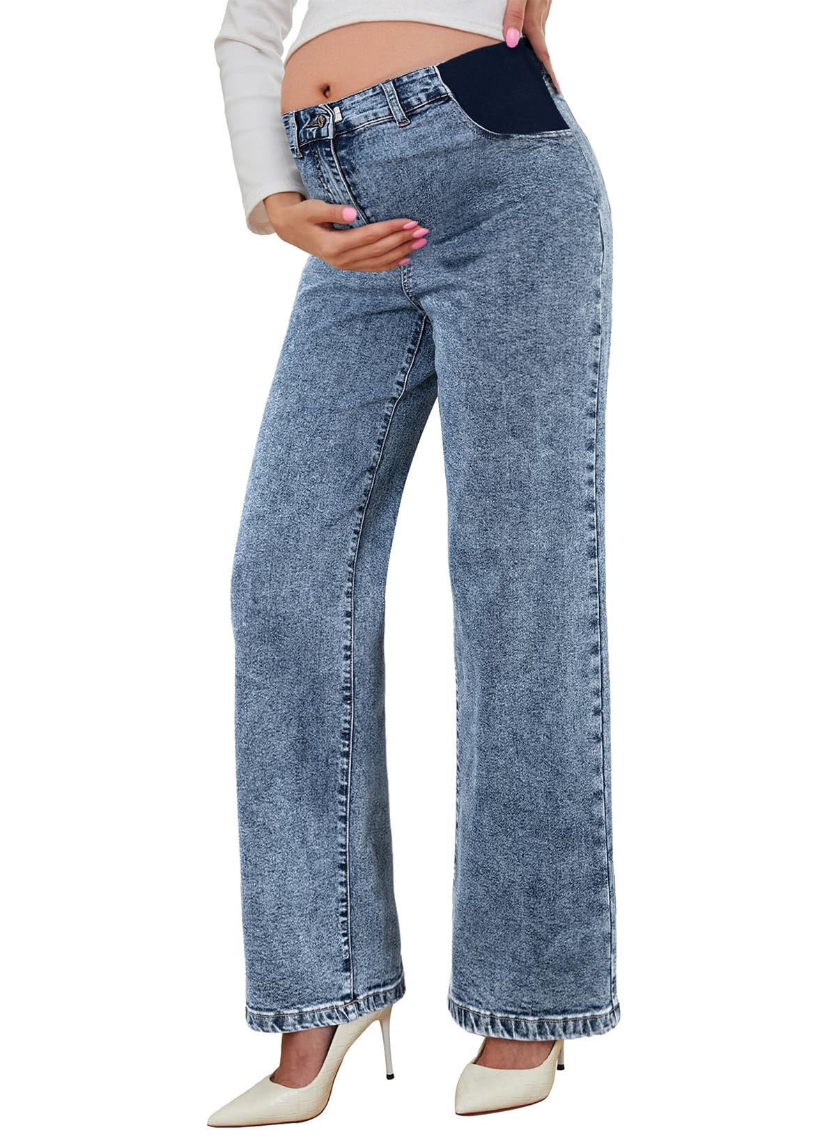 Jeans De Maternidade Blencot Pregnancy, Perna Larga, Cintura Alta, Xxl