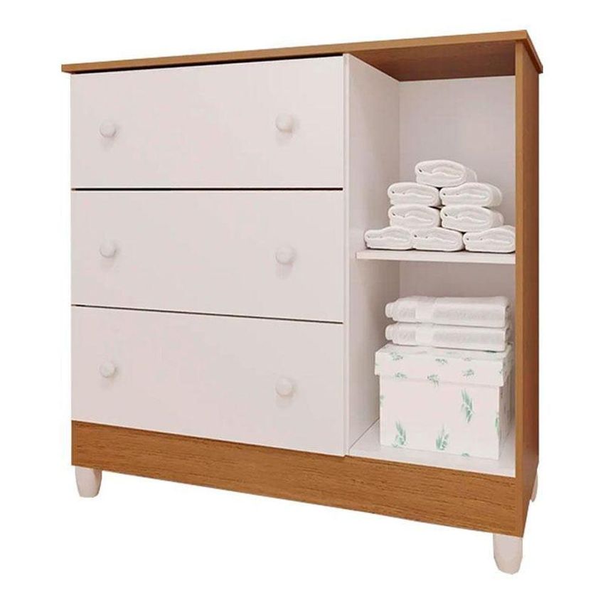 Cômoda Infantil Ambiente New Selena Com Porta Branco Bétula Carolina - imagem 3