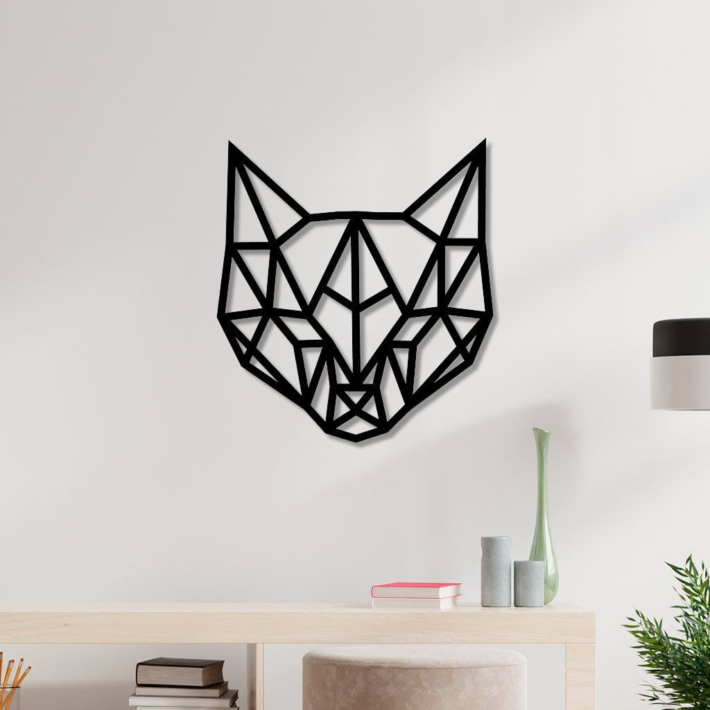 Escultura de Parede em MDF Gato Geométrico 2