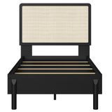 Cama Solteiro Palhinha Oslo 27058 Pes Madeira 102 Cm Artesano Nero