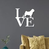 Escultura de Parede em MDF Love Pug
