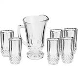 Conjunto Jarra 1,25l Lyor Com 6 Copos De Vidro Diamante 260ml