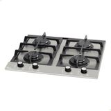 Cooktop A Gás Fischer 4 Bocas Platinium Com Trempe De Ferro Fundido Mesa Aço Bivolt