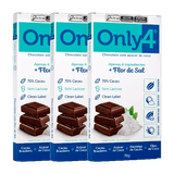 Kit 3x: Chocolate 70% Cacau Flor De Sal S/ Lac Veg Only4 70g