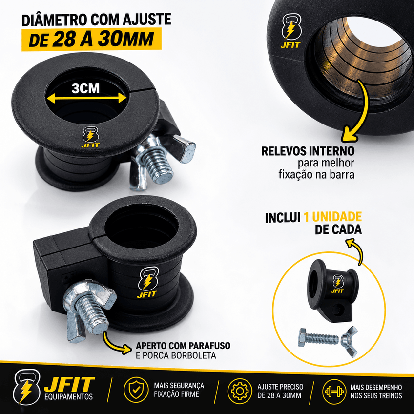 Kit 4 Presilha Injetada 30mm para Halteres Barra Pump Borboleta Trava anilha Academia Musculação 1. 1/8 - JFIT - imagem 2