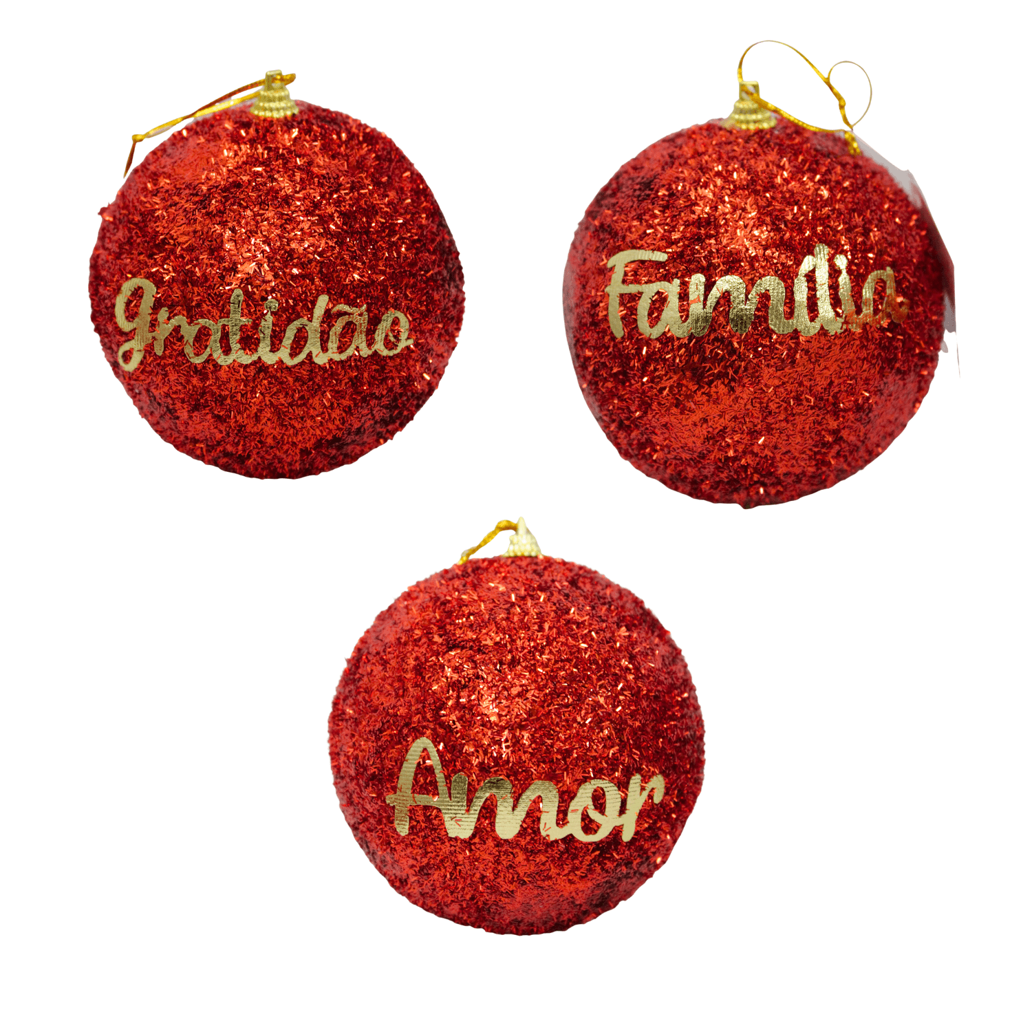 Bolinha De Natal Glitter C/ Palavras 10 Cm- Multiart Multiart