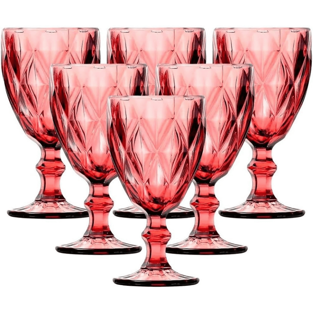 Jogo De 6 Taças De Vidro Diamond Vermelho 340ml Viva Flor - Carrefour