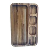 Bandeja Gamela Teca G Com 5 Divisórias 44x28x3,5cm