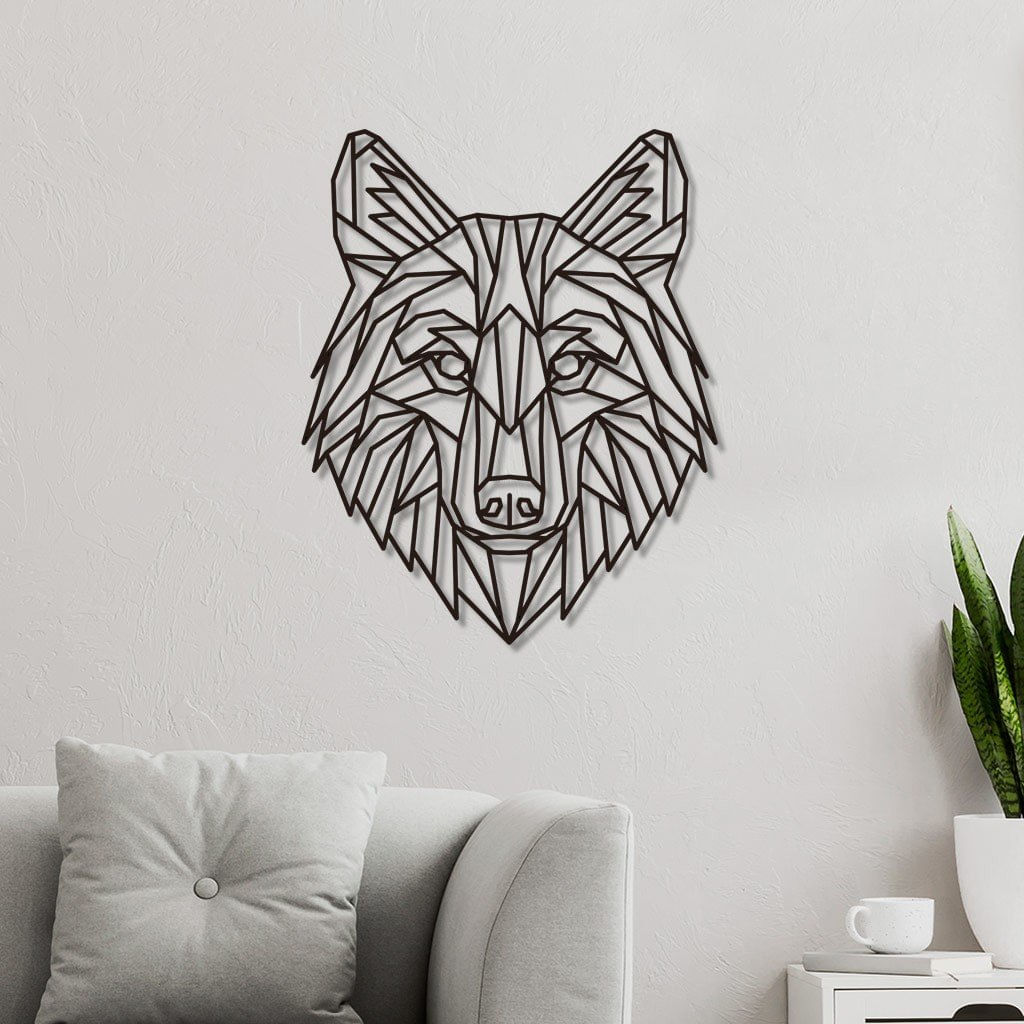 Escultura de Parede em MDF Lobo Geométrico