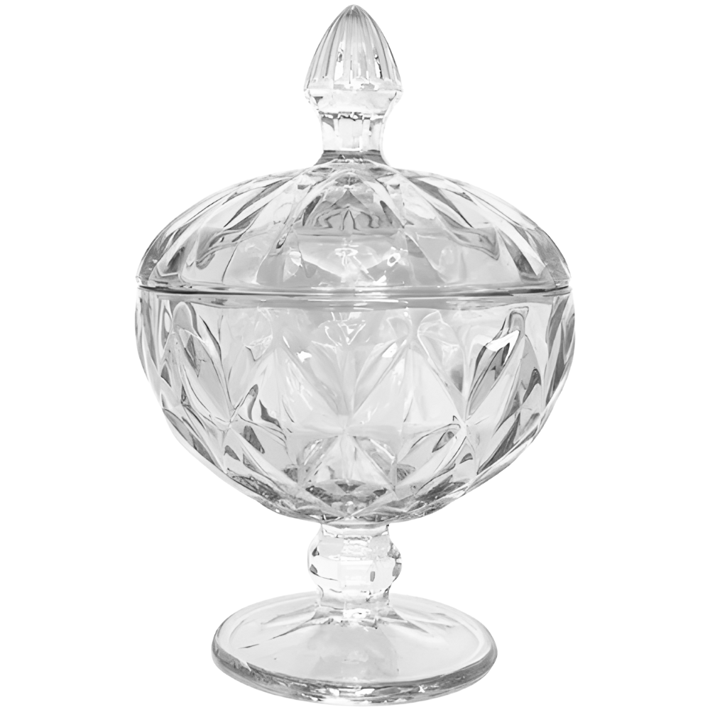 Potiche Diamond Em Vidro Com Pé 12x18,5cm Lanty (ke Home)