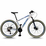 Bicicleta Aro 29 Cripto 24 Marchas Freio Disco E Suspensão Pneu Bege - Branco/azul - 17" Branco/azul