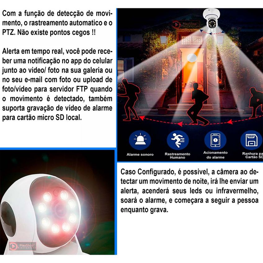 Câmera Ip 3 Antenas Wi-fi Full Hd Visão Noturna Colorida Última Geração App Yoosee e Yyp2p - imagem 4
