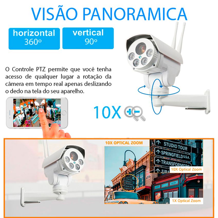 Câmera De Segurança Ip Wifi Externa 5mp Zoom Optico 10x E Ptz Detecção De Movimento Inteligente Audio Bidirecional Ip66 - imagem 2
