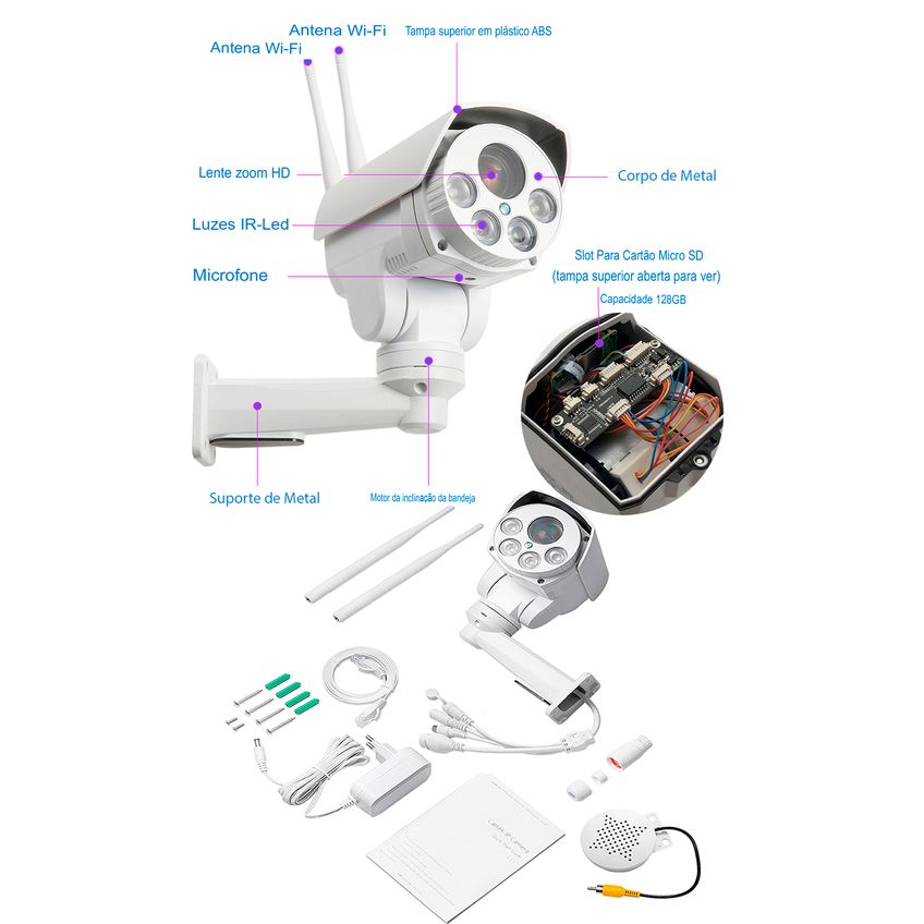 Câmera De Segurança Ip Wifi Externa 5mp Zoom Optico 10x E Ptz Detecção De Movimento Inteligente Audio Bidirecional Ip66 - imagem 5