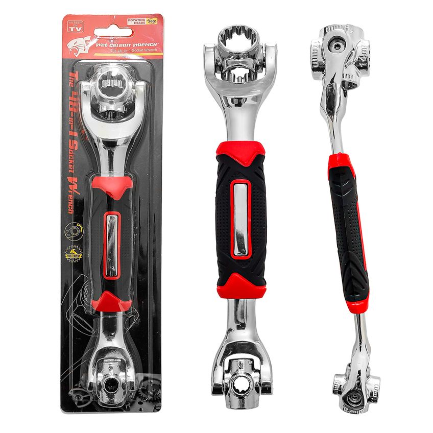 Chave Com 8 Bocas 48 Em 1 Universal - Substitui Kit Completo De Ferramenta Estrela Soquete P/ Parafusos E Porca Sextava - imagem 4
