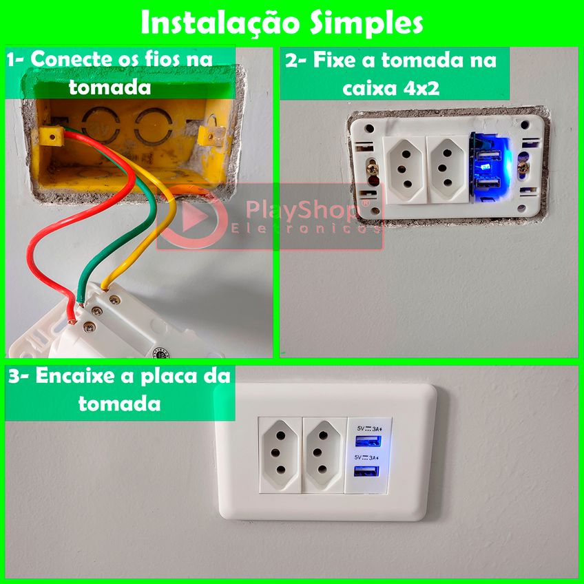 Tomada De Parede Dupla Duo 10a C/ 2 Usb 5v 3a Universal Bivolt Espelho 4x2 Branco Alto Padrão Carrega Rapido Celular - imagem 4