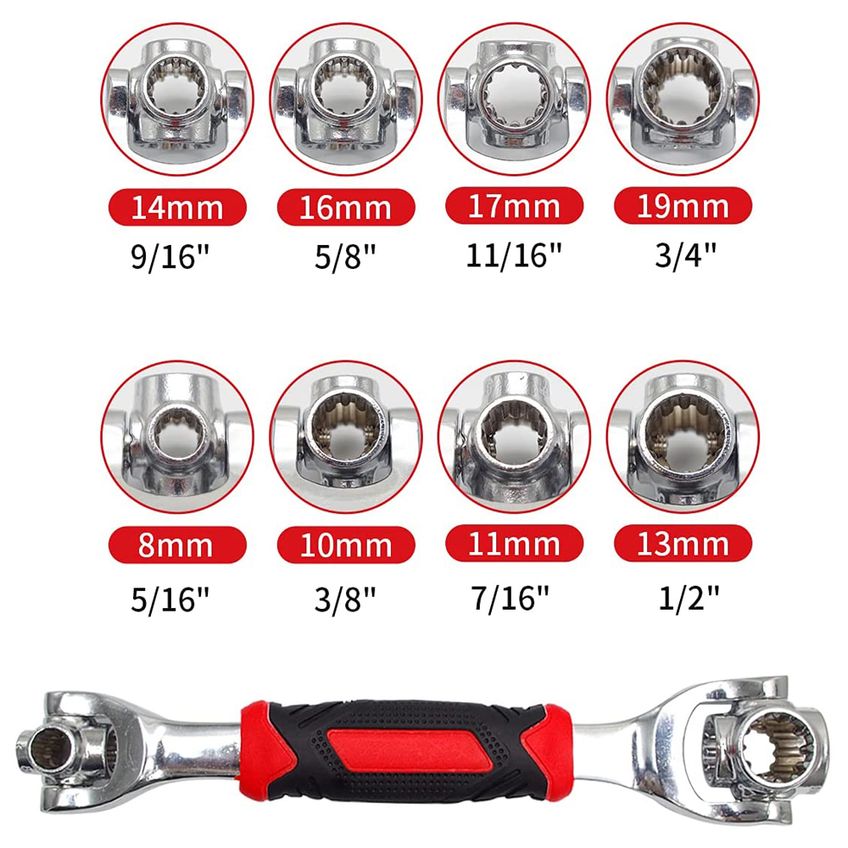 Chave De Roda Tigre Com 8 Bocas 1/2” 3/4” 3/8” 5/8” 5/16” 7/16” 9/16” 11/16” Estrela Soquete P/ Parafusos E Porca Universal - imagem 3