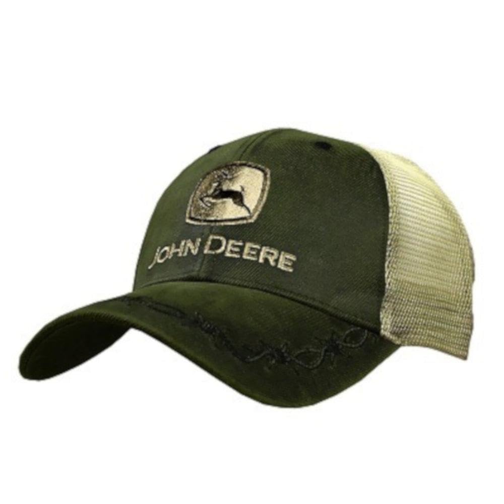 Chapéu John Deere Oilskin Khaki Mesh Bordado Para Homens
