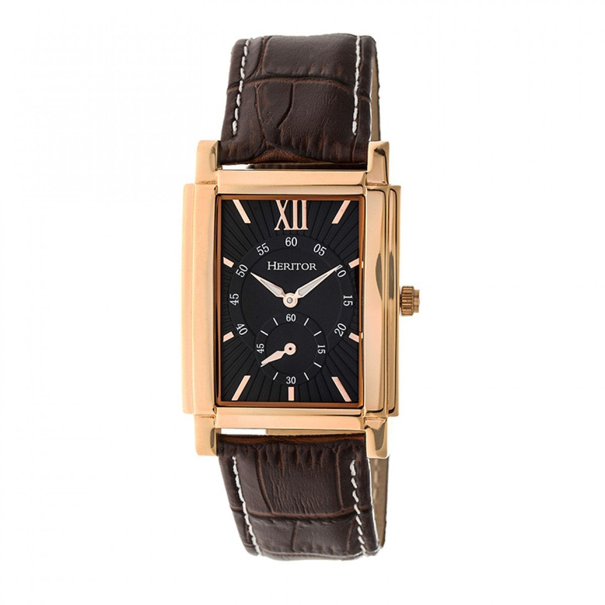 Relógio Heritor Automatic Frederick Leather-band Em Ouro Rosa