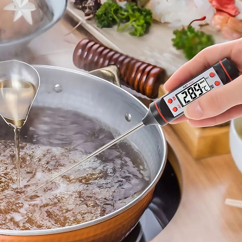 Termômetro Culinário Digital Espeto Alimentos e Liquidos Leite Chocolate Bebida Cozinha Comida Carne Churrasco Bolo Assados - imagem 3