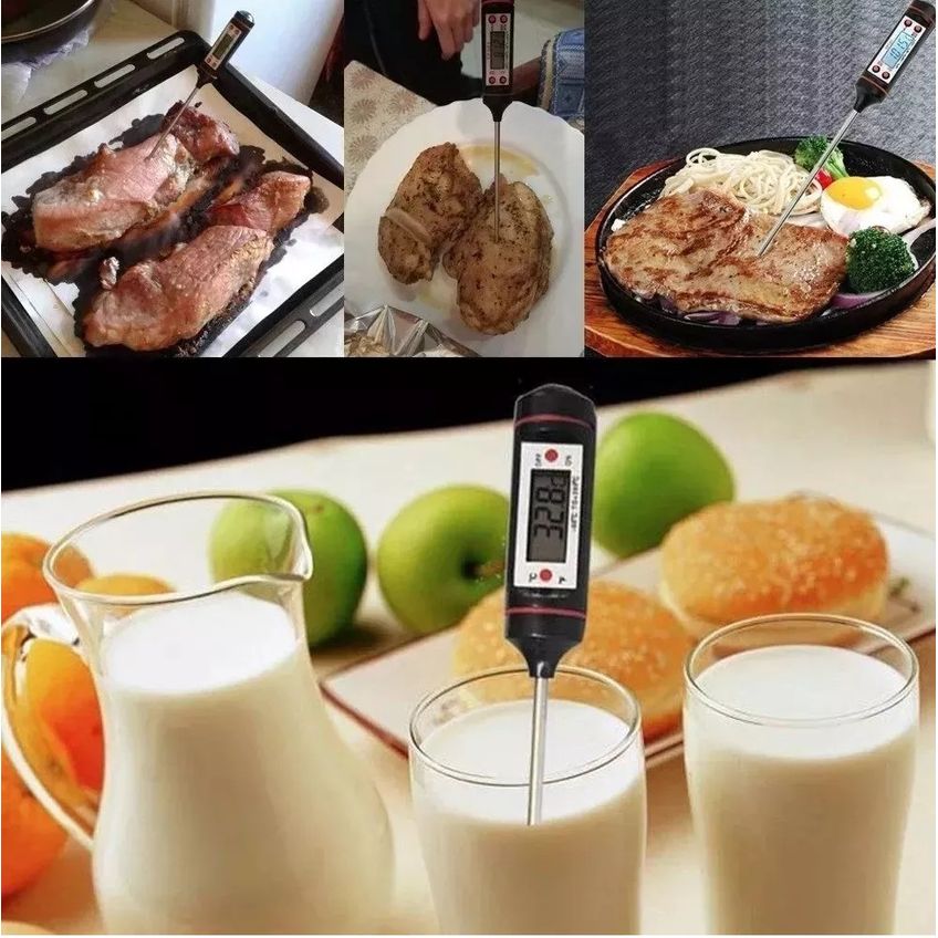 Termômetro Culinário Digital Espeto Alimentos e Liquidos Leite Chocolate Bebida Cozinha Comida Carne Churrasco Bolo Assados - imagem 4