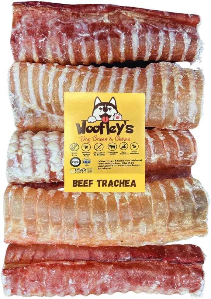Traqueia Bovina Woofley's Trachea Treats Para Cães, 15 Cm, Pacote Com 20
