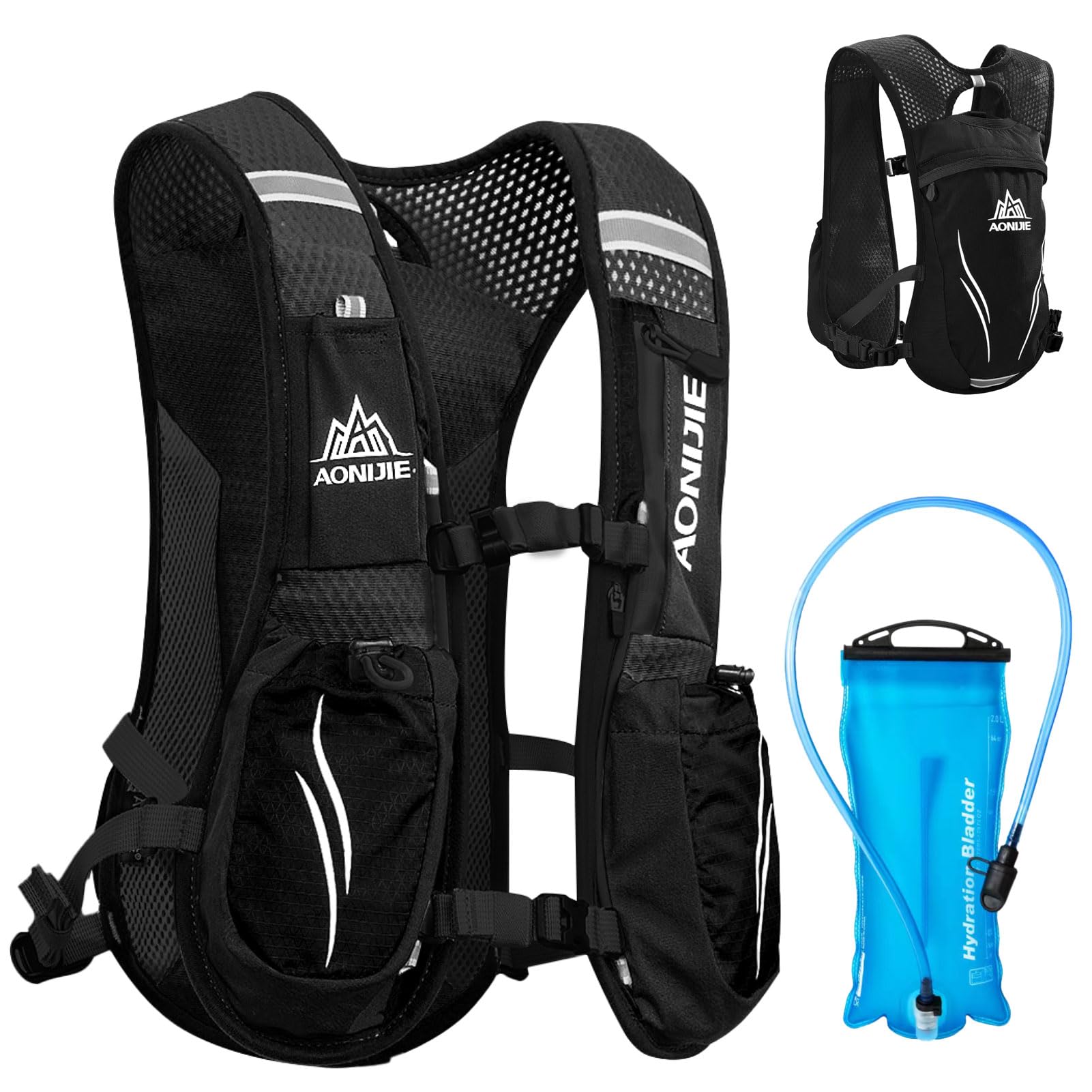 Mochila Hydration Running Vest Azarxis 5,5 L Com Bexiga De Água De 2 L