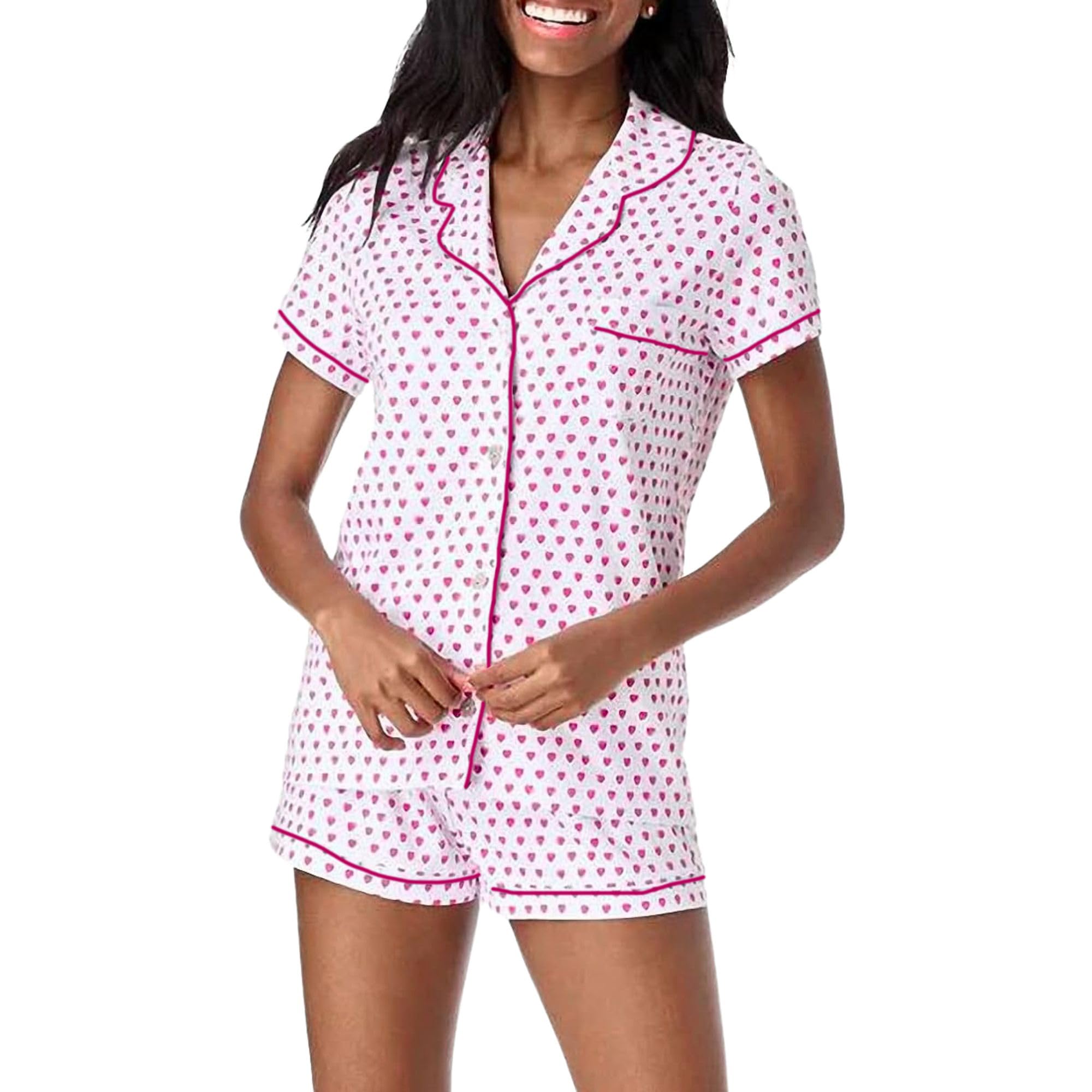 Conjunto De Pijamas Ammiko Monkey Beach Y2k Loungewear Pink Heart Xs