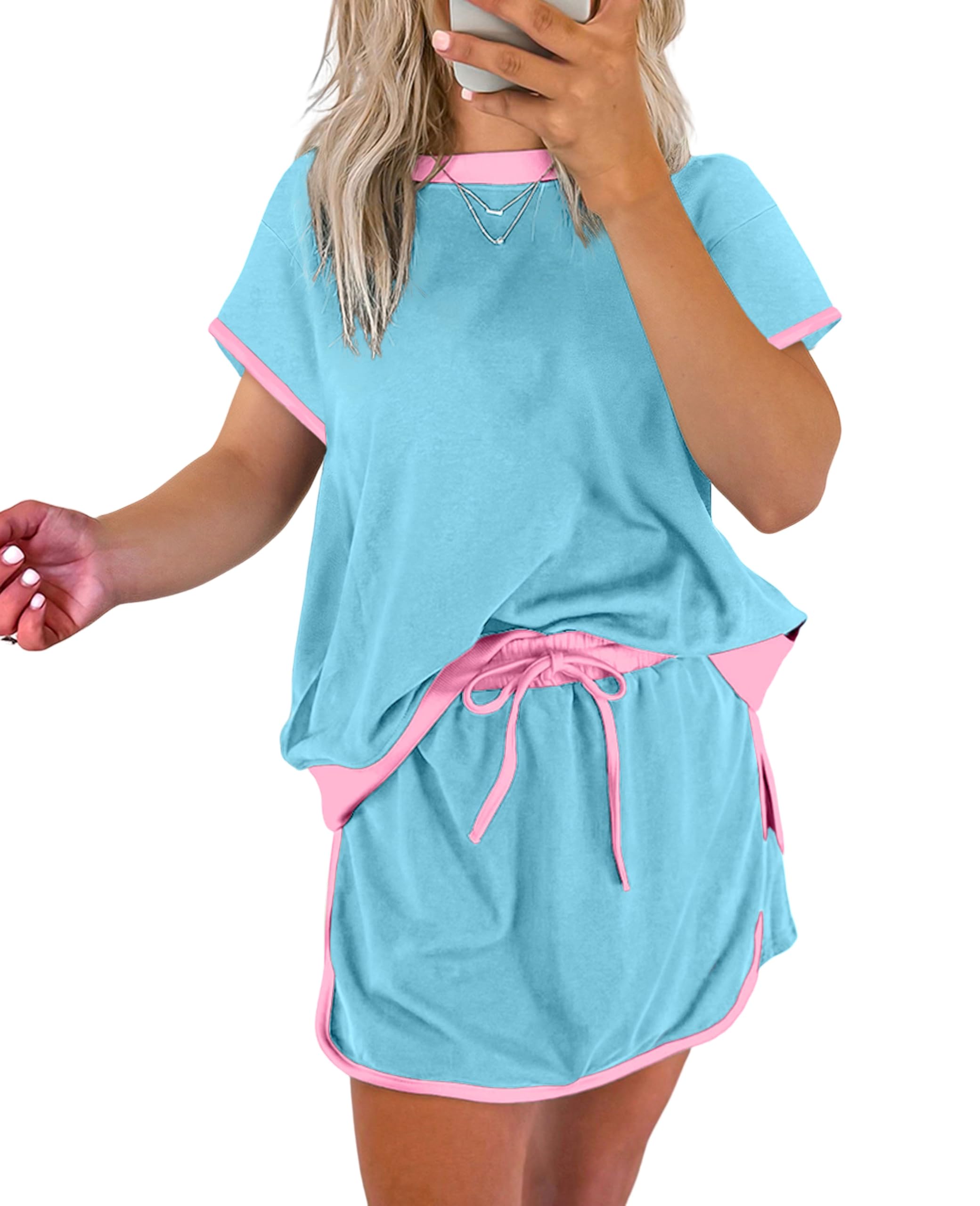 Conjunto De Lounge Selink Skirt Colorblock, Camiseta E Saia Azul-xl