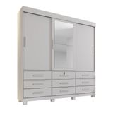 Guarda Roupa Londres 3 Portas 9 Gavetas 4 Prateleiras Branco