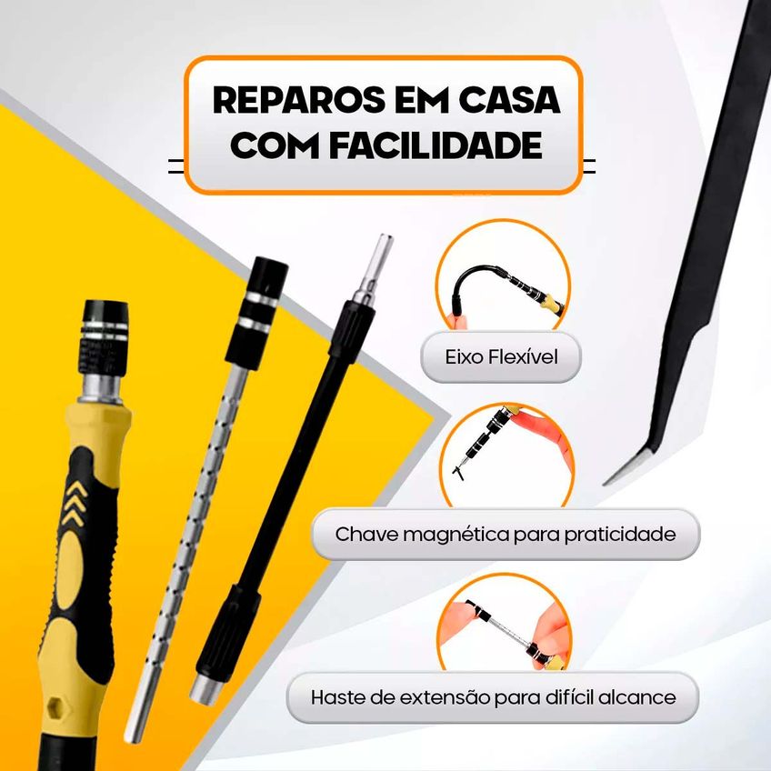 Kit Ferramenta Chave De Precisão Para Eletronicos Celular E Pc - Bits Phillips, Fenda, Torx, Allen, Y - imagem 5
