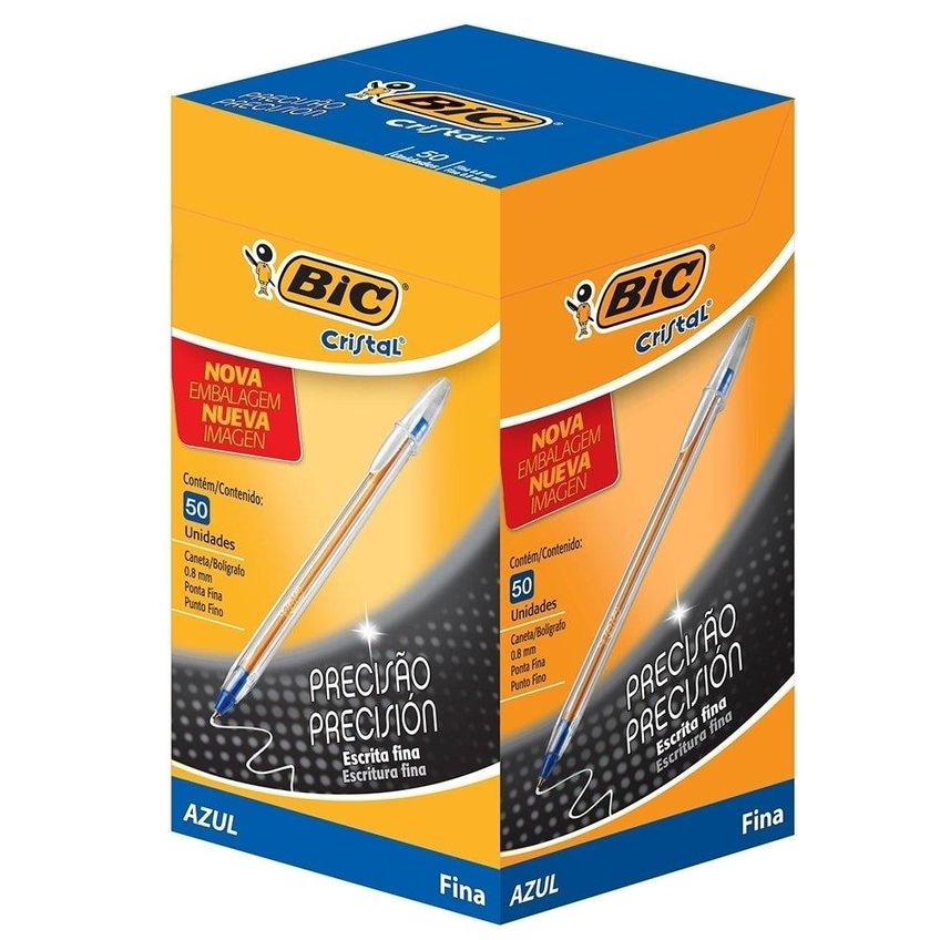 Caneta Bic Cristal Fina Azul - Embalagem Com 50 Unidades - imagem 4