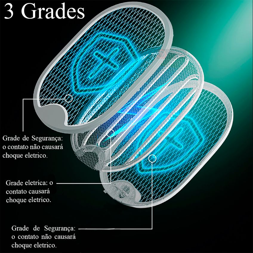 Raquete Elétrica 2 Em 1 Luminária Anti Inseto Mosquito Usb Recarregável Lâmpada Pernilongo Com Luz Uv Mosca - imagem 5
