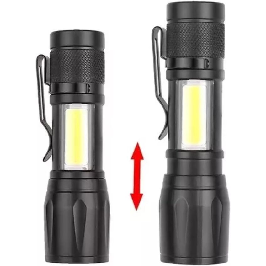 Mini Lanterna Led Xpe Original 100000 Lumens + Lampião Police Recarregável Usb Zoom Com Clip + Estojo + Cabo - imagem 4