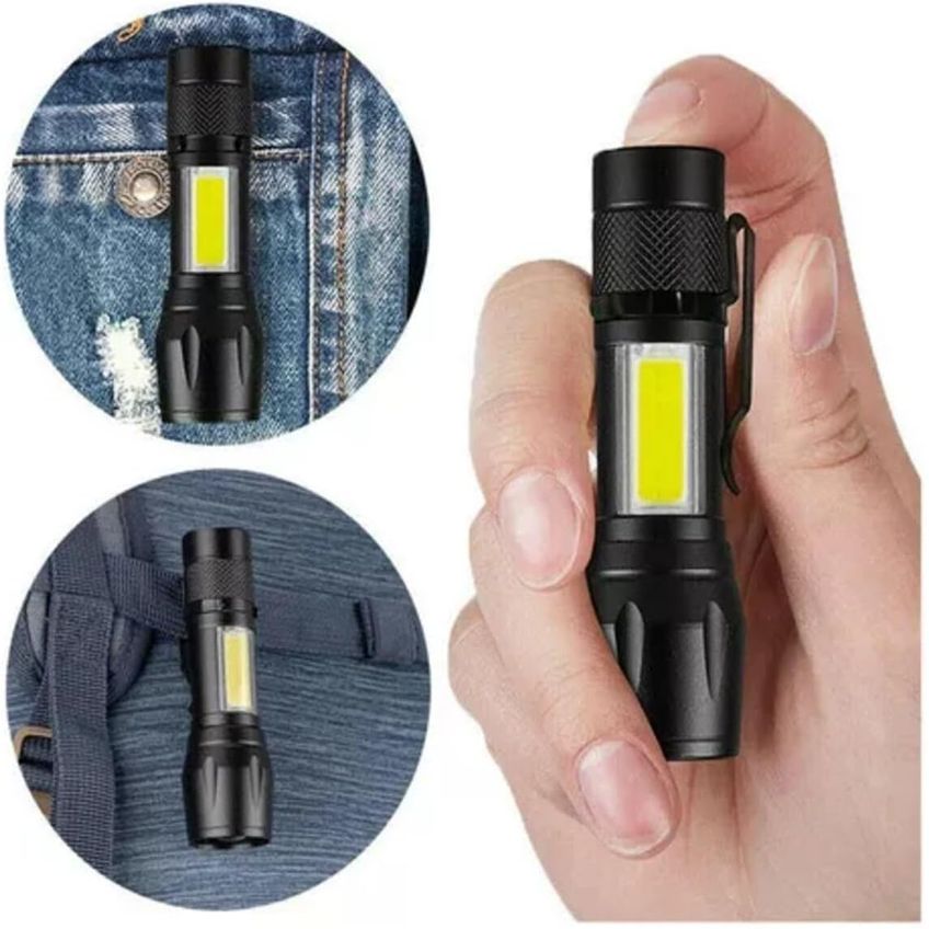 Mini Lanterna Led Xpe Original 100000 Lumens + Lampião Police Recarregável Usb Zoom Com Clip + Estojo + Cabo - imagem 5