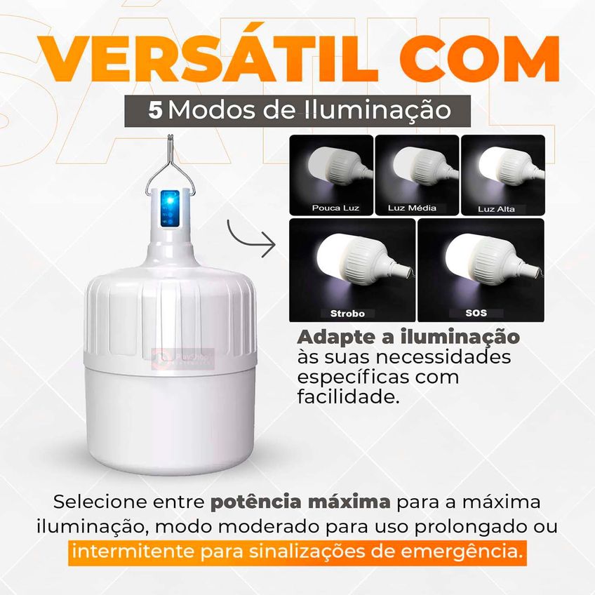 Luminária De Emergência Recarregável 38w Lampada Bulbo Led À Prova Dágua - imagem 5