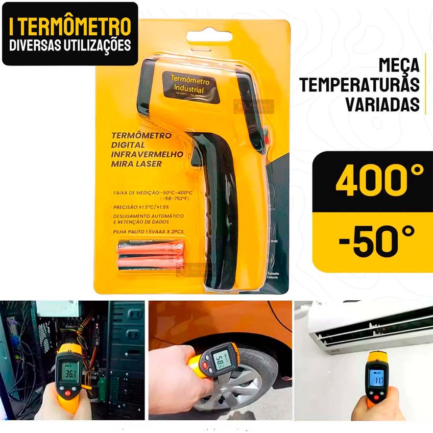 Termômetro Digital Industrial Multiuso E Culinário Infravermelho Laser Para Comida Fritura Assados -50°c A 400°c - imagem 5