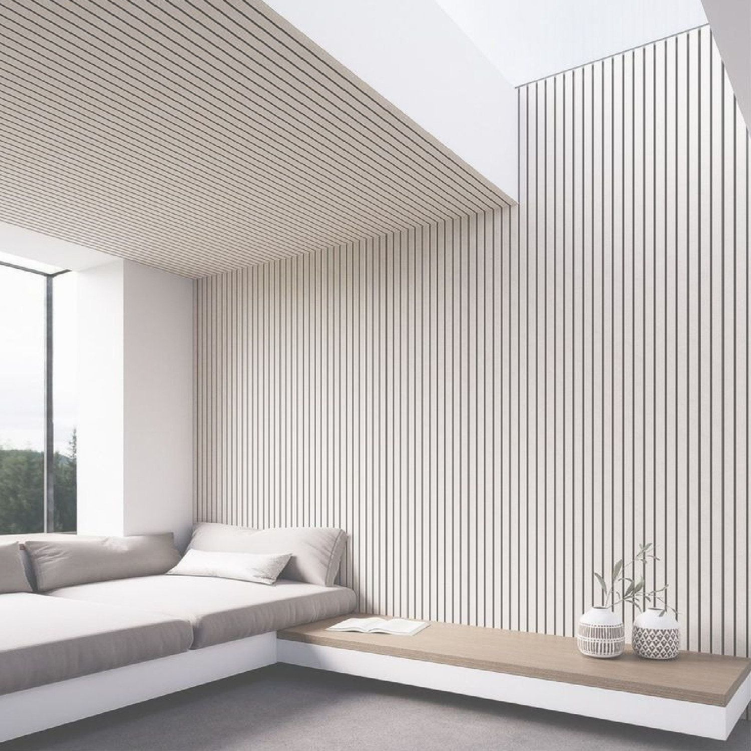 Painel Ripado Interno Liso De Poliestireno 290cm X 14cm 0,10cm Espessura Formaco Decor Branco Liso