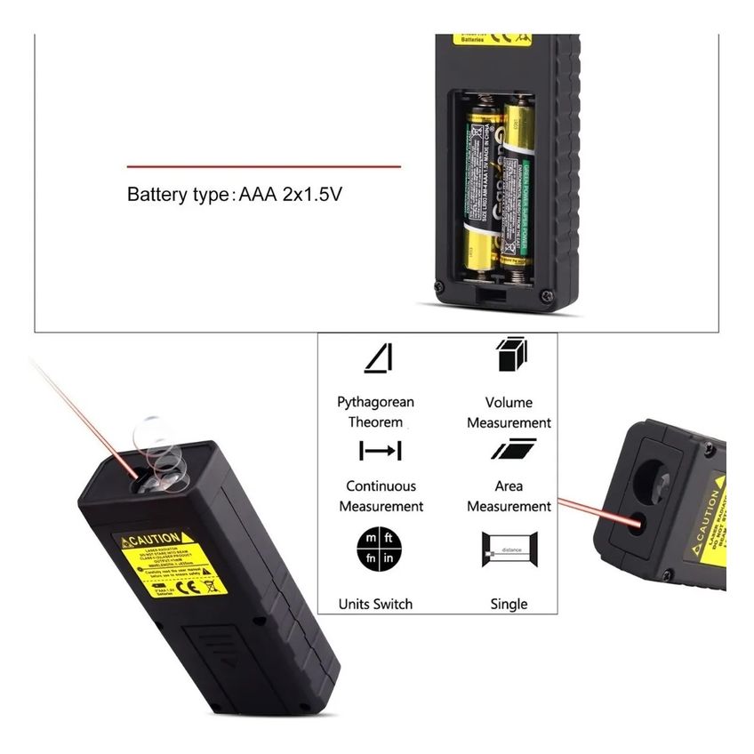 Trena Digital A Laser Medição A Distância Alcance 80 Mts Profissional Portátil De Bolso A prova dagua - imagem 3