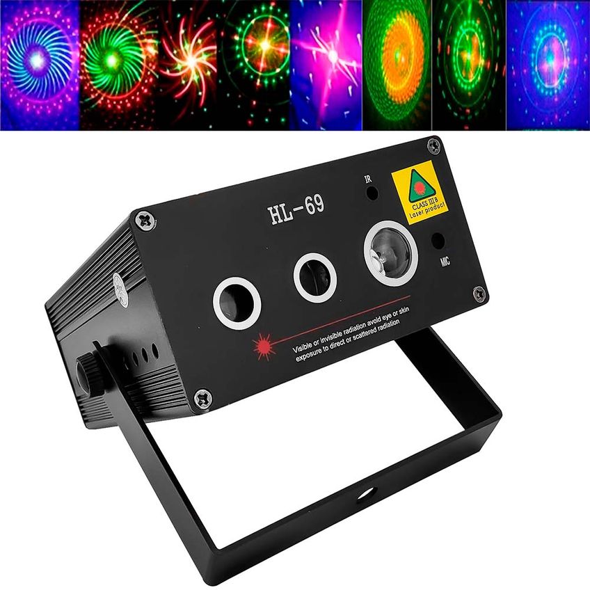 Projetor Laser Rgb 250mw Canhão Holográfico Desenho Led Azul Verde Vermelho Dj Balada Festa Show Evento C/ Sensor De Som - imagem 2