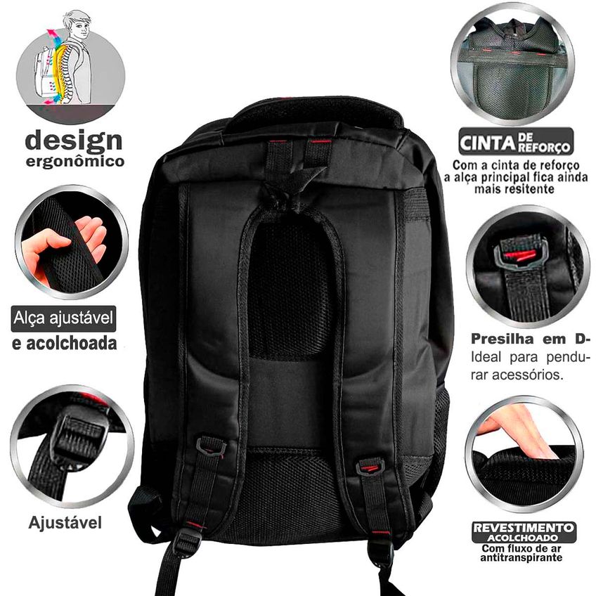 Mochila Masculina Feminina Unissex Grande Reforçada De Viagem 60 Litros Impermeável Prova D'água Executiva Notebook Trabalho Faculdade Escola Nylo - imagem 3