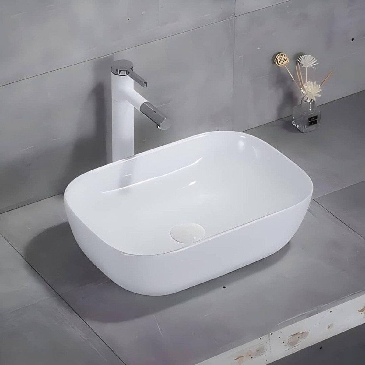 Cuba Retangular Apoio 32,5x13,5cm Luxo Ravello Mondialle Branco